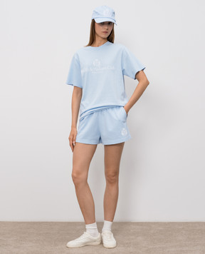 Sporty & Rich Блакитна футболка H&W Crest TO119710241BL90