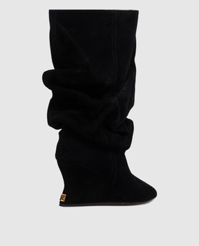 Balmain Чорні замшеві чоботи HN1TA181LCTA