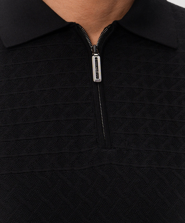 Stefano Ricci Черное поло в узор K212039P31F26195 изображение 5