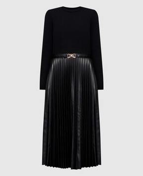 Twinset Черное платье с плиссированием 262TT3430