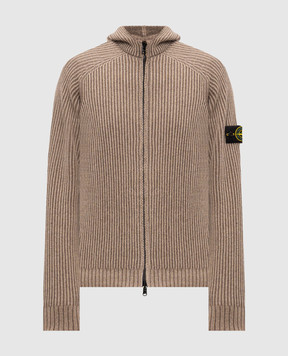 Stone Island Бежевый двусторонний кардиган из кашемира L2S155100067S0N21