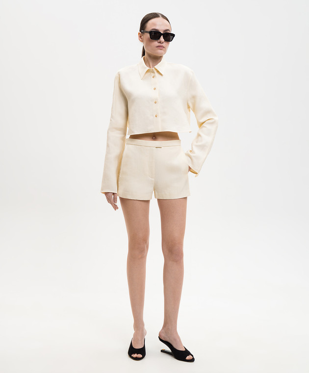 Khaite Желтая укороченная рубашка Fritz из льна 2464218 изображение 2
