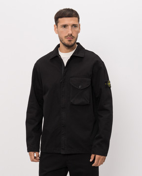 Stone Island Черная куртка в стиле рубашки с логотип патч L2S151200001S0404