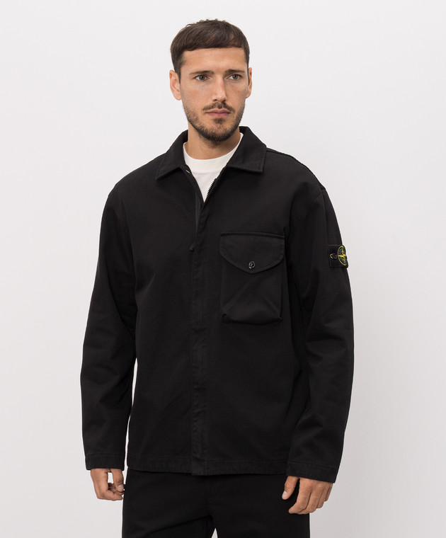 Stone Island Черная куртка в стиле рубашки с логотип патч L2S151200001S0404 изображение 3