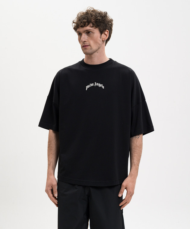 Palm Angels Чорна футболка з принтом логотипа PMAA10BS26JER007 зображення 3
