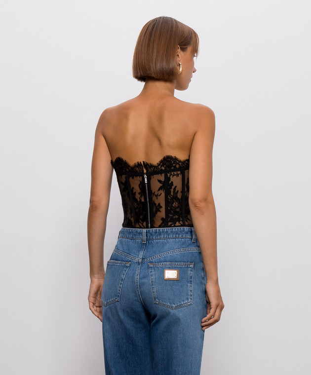 Dolce&Gabbana Черный корсетный топ-бюстье из кружева F72X4THLMQJ изображение 4