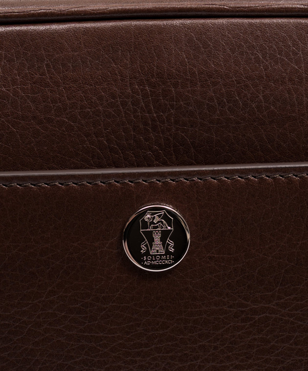 Brunello Cucinelli Коричнева шкіряна глянцева сумка Travel MWVEBU441 зображення 4