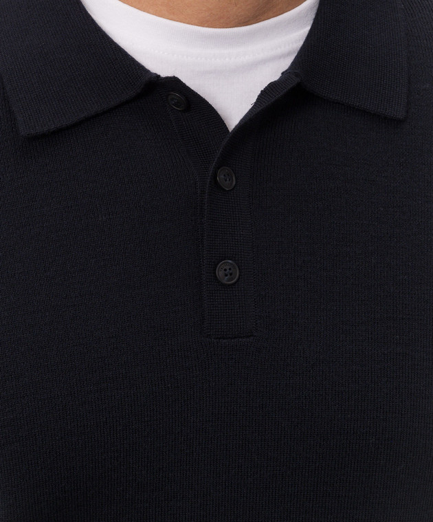 Trussardi Голубое поло из шерсти с контрастной вышивкой логотипа M0788000131NMK639K30 изображение 5