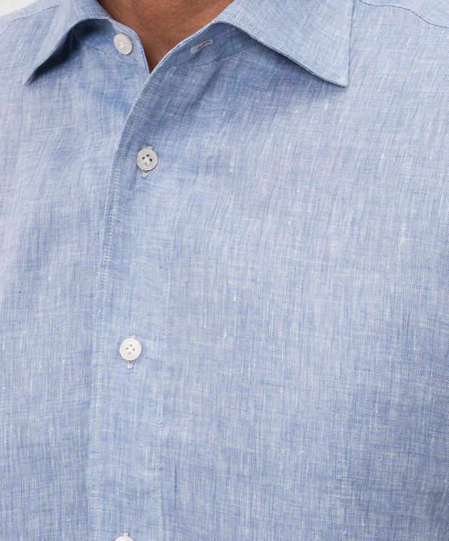 Enrico Mandelli Голубая рубашка из льна CUBANA5701 изображение 5