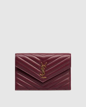 Saint Laurent Бордовый кожаный клатч Cassandre 742920AAA44