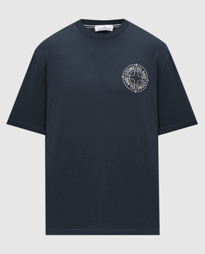 Stone Island Синяя футболка с фактурным принтом L1S152100001S0284