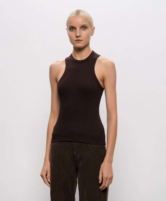 Dondup Коричневая майка в рубчик DS071JS0314DNC4 изображение 3