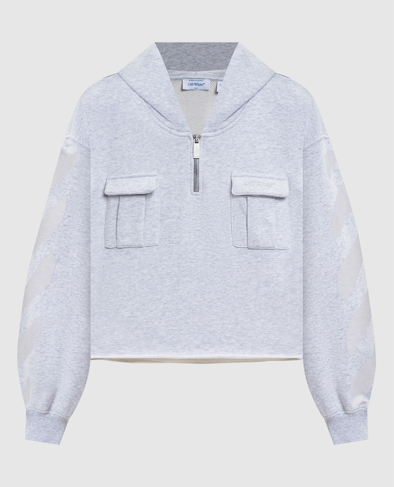 

Серое меланжево худи Diag Soft Life с логотипом, Серый, Худи