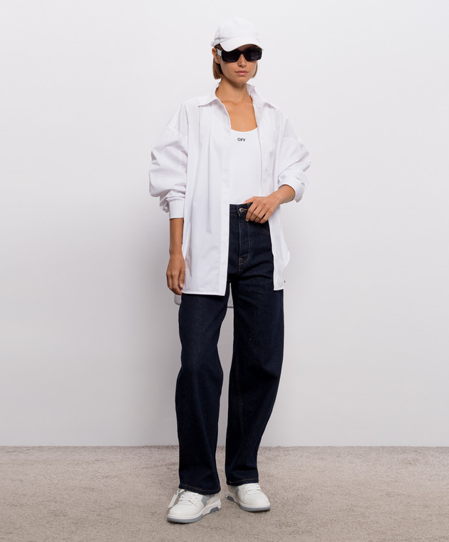 Off-White Белая рубашка с вышивкой логотипа 2FB00371T изображение 2