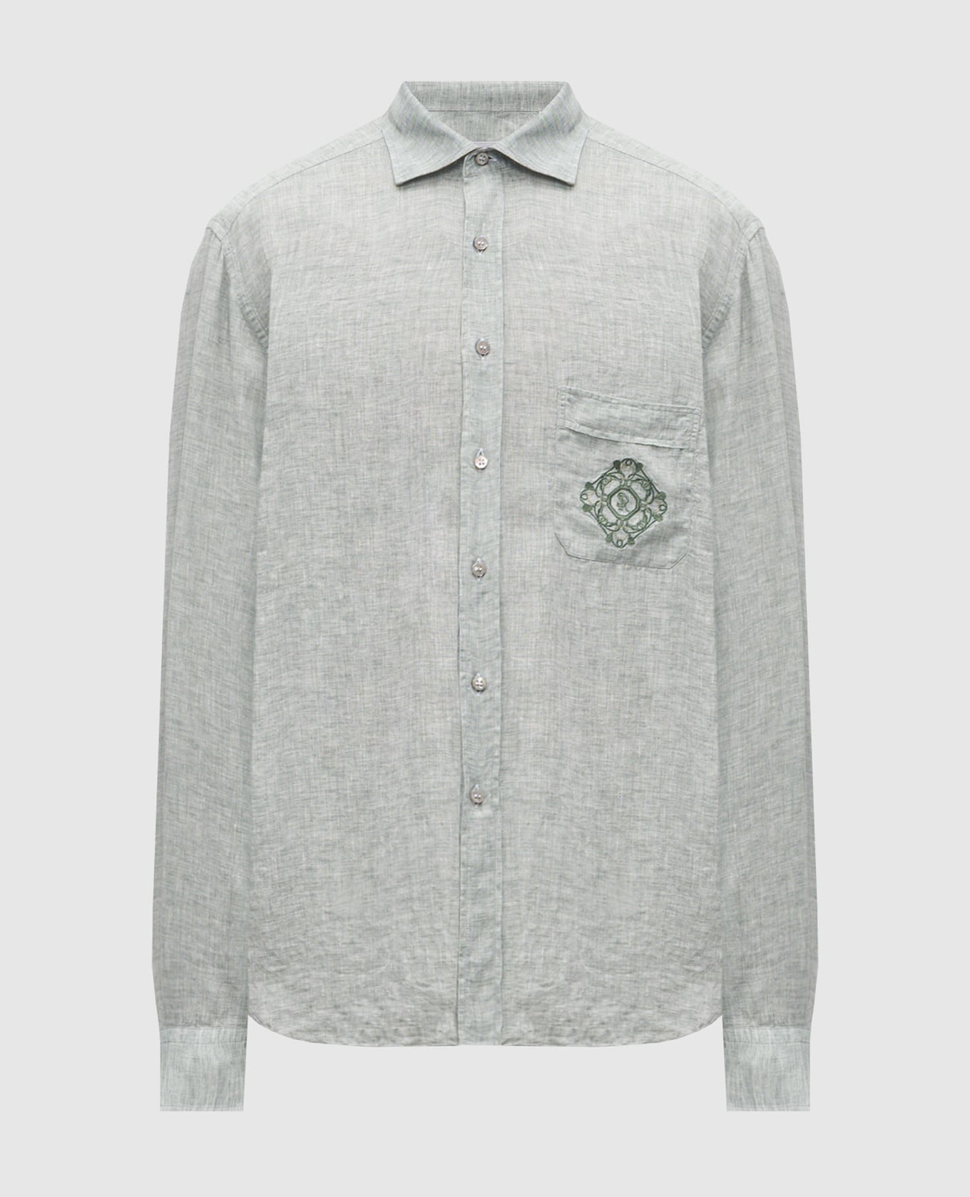 Зеленая рубашка из льна