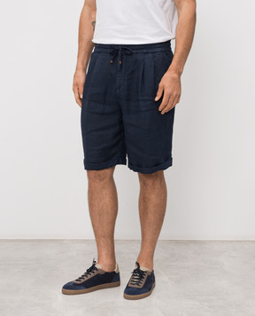 Brunello Cucinelli Шорти синього кольору з льону M243DU0020