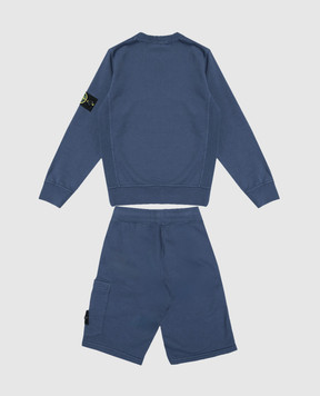 Stone Island Дитячий синій костюм зі світшота та шортів L1S166300001S004014