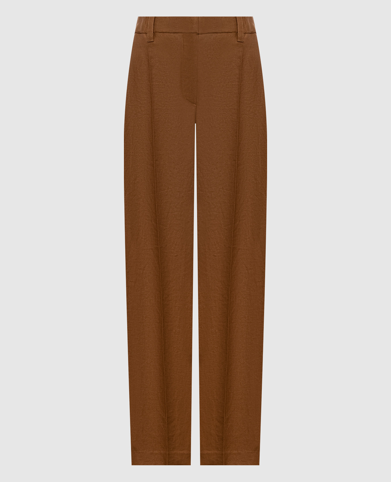 Коричневые брюки из льна