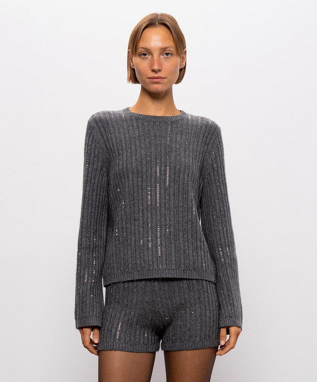 Twinset Серый свитер с кристаллами 262TT3150 изображение 3