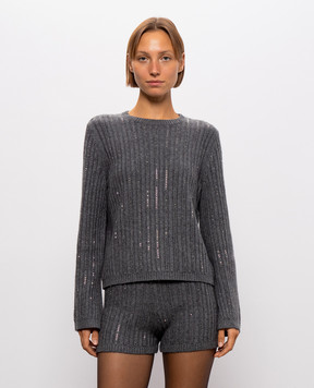 Twinset Серый свитер с кристаллами 262TT3150