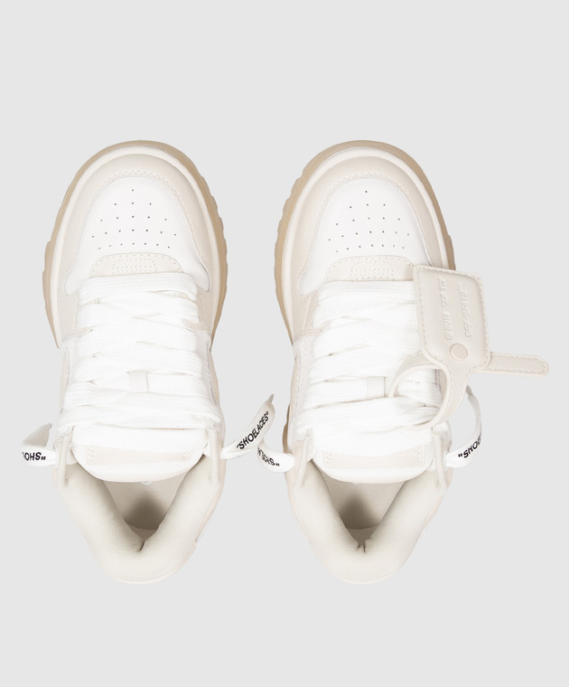 Off-White Бежевые кожаные кроссовки Out Of Office Chunky Varsity OF05743267 изображение 4