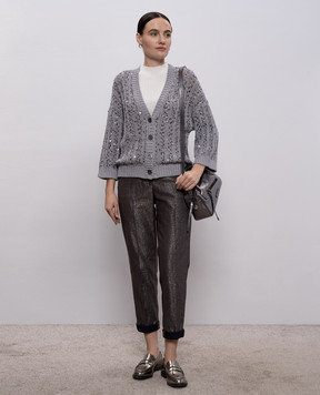 Peserico Серый кардиган с пайетками A99095F039117B