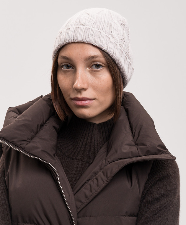 Allude Бежева шапка з кашеміру з фактурним візерунком 26511223 зображення 2