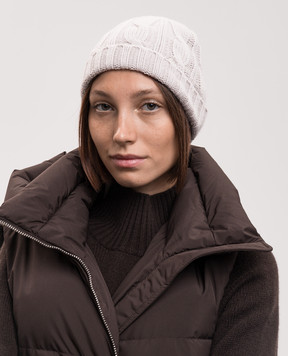 Allude Бежева шапка з кашеміру з фактурним візерунком 26511223