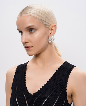 Madreperla Білі сережки з намистинами та кристалами 212239