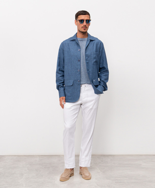 Cashmere&Whiskey Голубая футболка с льном MS003 изображение 2