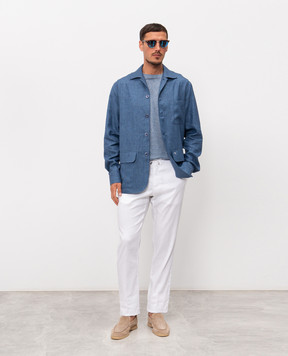 Cashmere&Whiskey Голубая футболка с льном MS003