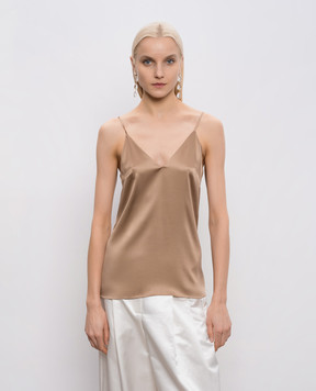 Brunello Cucinelli Коричневая майка из шелка M0C59BD802