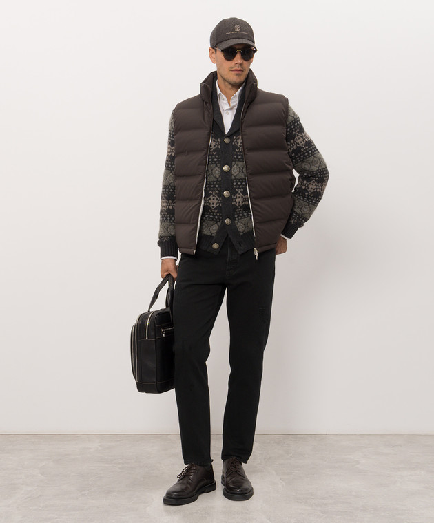Brunello Cucinelli Серый кардиган с кашемиром в узор M22506306 изображение 2