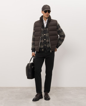 Brunello Cucinelli Сірий кардиган з кашеміру у візерунок M22506306