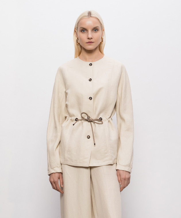 Max Mara Бежева куртка MXMCAREZZA з льону та шовку MXMCAREZZA зображення 3