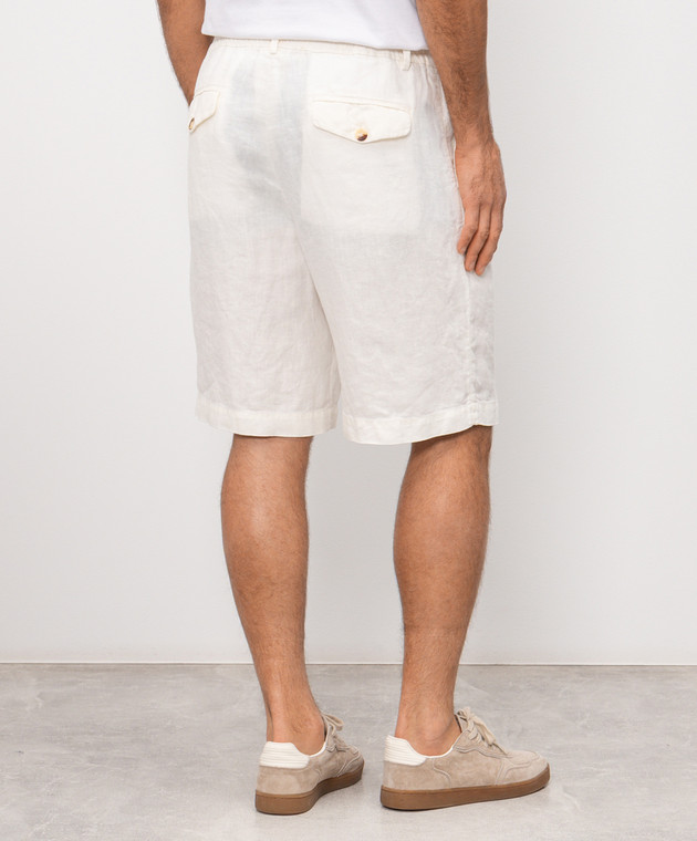 Brunello Cucinelli Шорты цвета айвори из льна M243DU0065 изображение 4