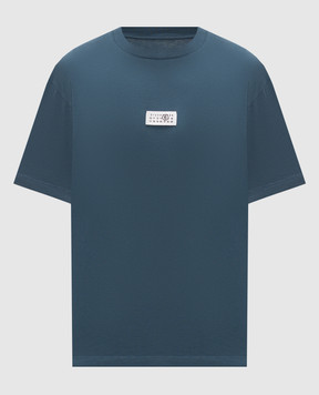 Maison Margiela MM6 Синяя футболка с нашивкой SH0GC0071M20258