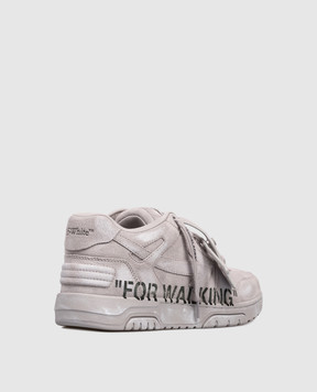 Off-White Серые замшевые кроссовки ООО For Walking с логотипом OMIA189F25LEA00B