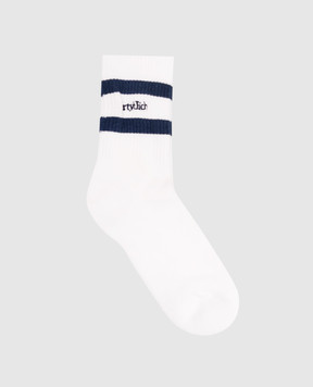 Sporty & Rich Дитячі шкарпетки білі Serif з вишивкою логотипа AC102712300WH88