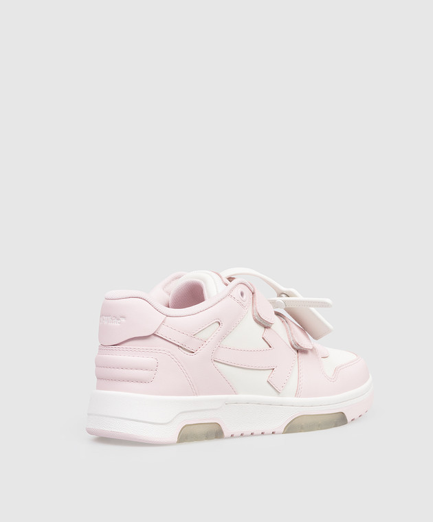 Off-White Дитячі рожеві шкіряні кросівки Out Of Office OGIA005S26LEA001 зображення 3