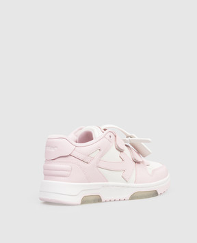 Off-White Дитячі рожеві шкіряні кросівки Out Of Office OGIA005S26LEA001