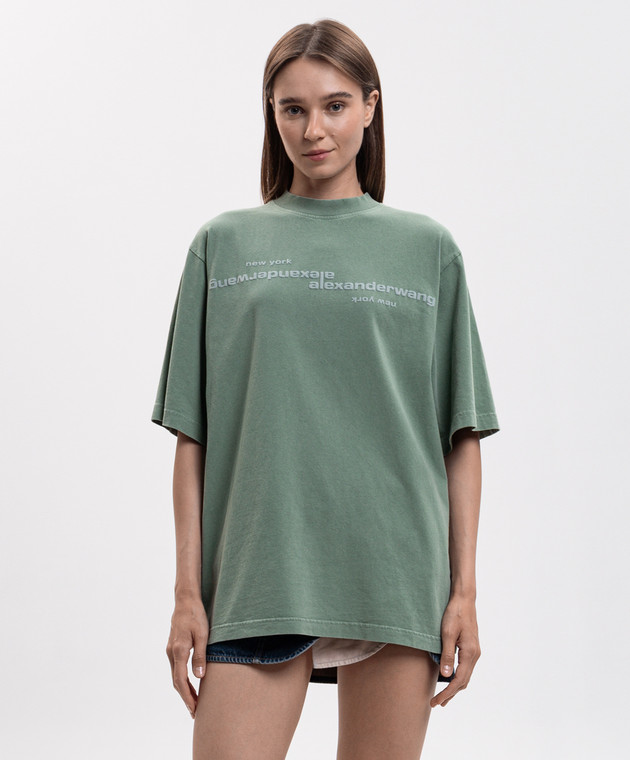 Alexander Wang Зелена футболка з принтом логотипа UCC3261926w зображення 3