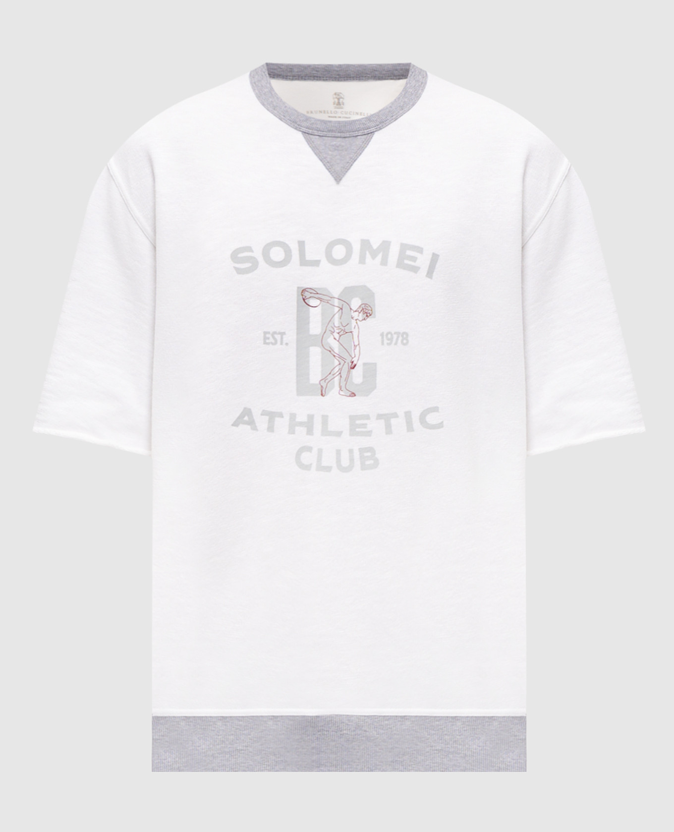 Белая футболка с принтом и манжетами