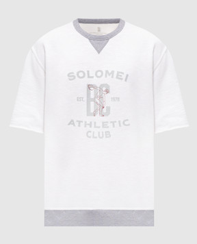 Brunello Cucinelli Біла футболка з принтом та манжетами MR8313378G