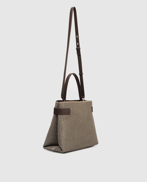 Brunello Cucinelli Замшева сумка кольору хакі Essence з люрексом та ланцюжком моніль MBDGD2503