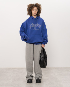 Vetements Синє худі з принтом MH27HD199BL