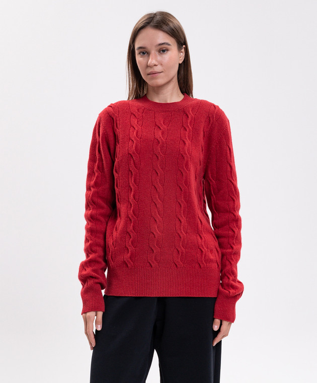 Ami Paris Красный свитер из мериноса шерсти UKS880KN0189w изображение 3
