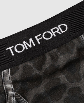 Tom Ford Серые трусы-брифы в леопардовый принт T4LC11230