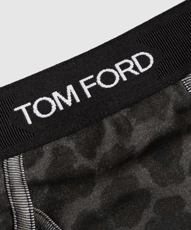 Tom Ford Серые трусы-брифы в леопардовый принт T4LC11230 изображение 3
