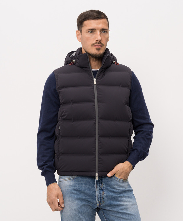 Brunello Cucinelli Синій пуховий жилет MM4911995 зображення 3